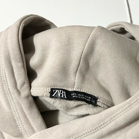 Zara | Beige Neutral Pullover Sweatshirt Hoodie - Picture 4 of 4